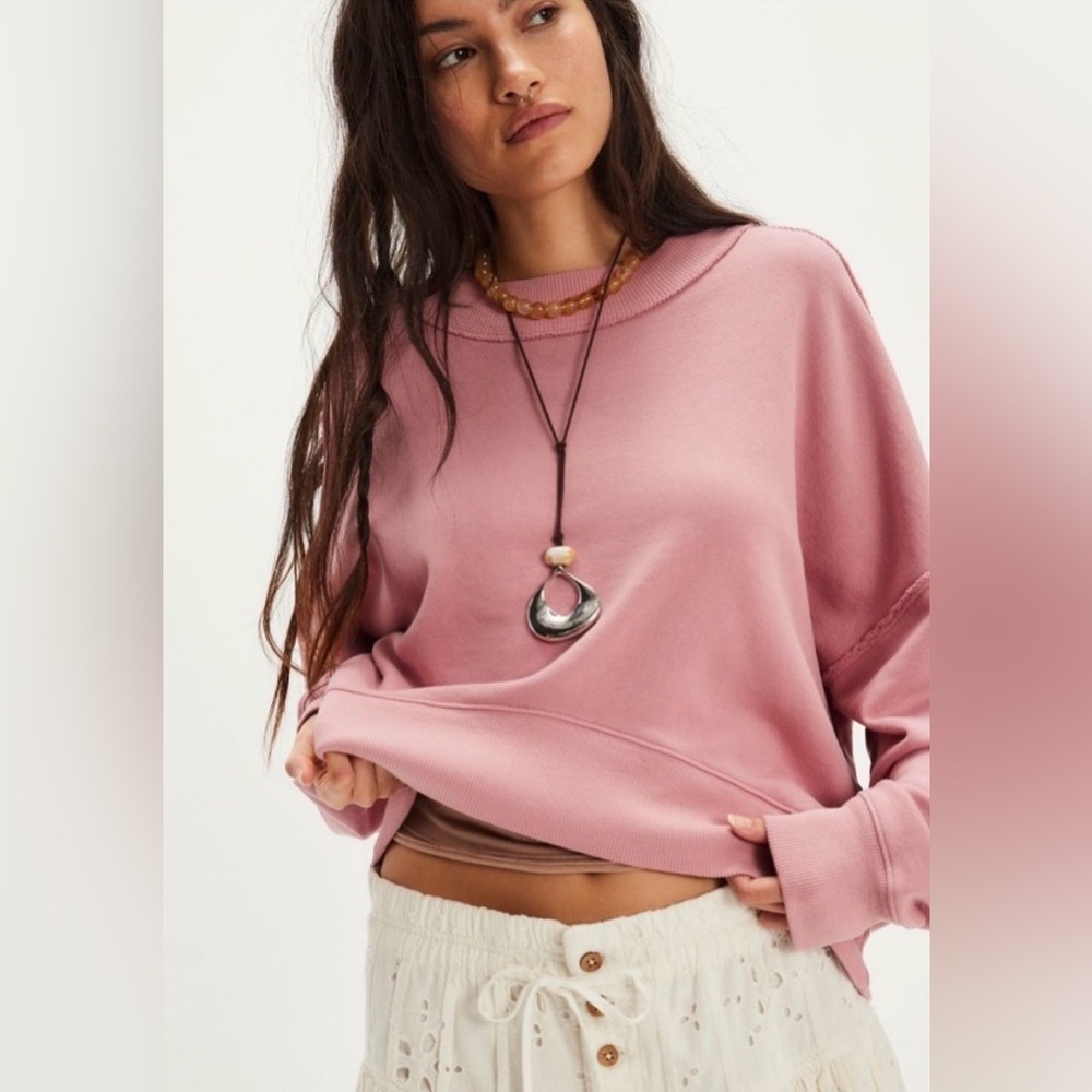 NWT FREE PEOPLE WE THE FREE HI-LO PULLOVER MAUVE BLOSSOM
